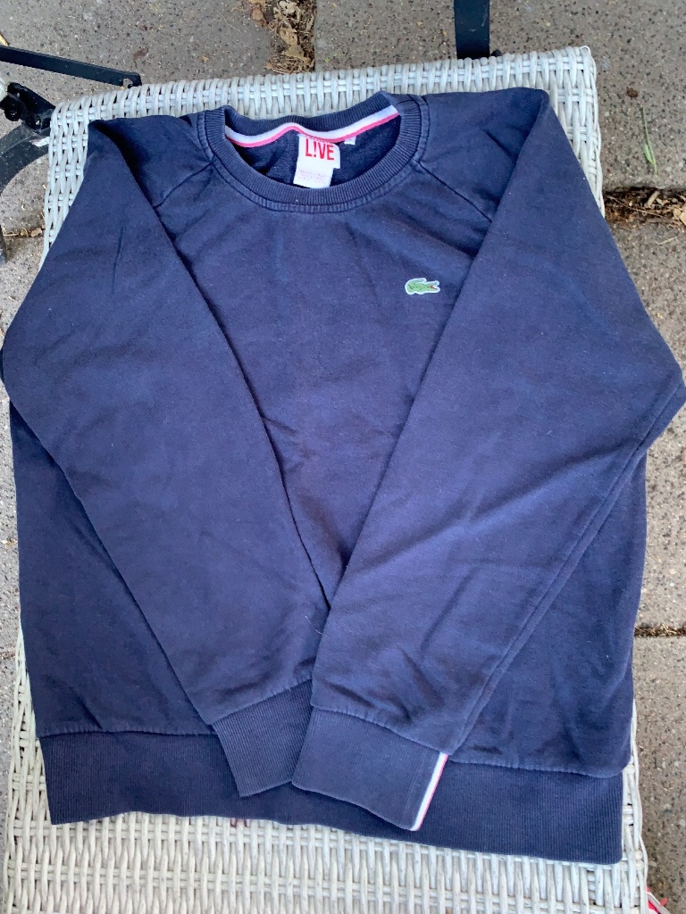 Lacoste Navy Blue Crewneck Sweatshirt with Green Croc Logo